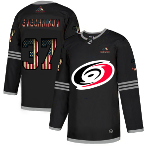 Impressive Carolina Hurricanes #37 Andrei Svechnikov Adidas Men's Black USA Flag Limited NHL Jersey to stand out at the arena