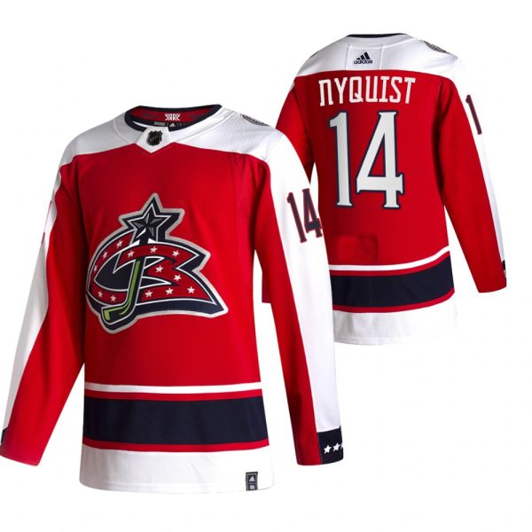 Sleek Columbus Blue Jackets #14 Gustav Nyquist Red Men's Adidas 2020 21 Reverse Retro Alternate NHL Jersey to complete your fan gear collection