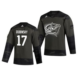 Stylish Columbus Blue Jackets #17 Brandon Dubinsky Adidas 2019 Veterans Day Men's Authentic Practice NHL Jersey Camo to complete your fan gear collection