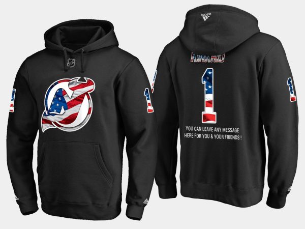 Sleek Devils #1 Keith Kinkaid NHL Banner Wave Usa Flag Black Hoodie for ultimate sports enthusiasts