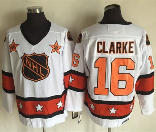 Fantastic Flyers #16 Bobby Clarke White/Orange All Star CCM Throwback Stitched NHL Jersey for die - hard hockey fans