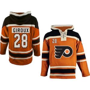 Sleek Flyers #28 Claude Giroux Orange Sawyer Hooded Sweatshirt Stitched NHL Jersey for ultimate sports enthusiasts