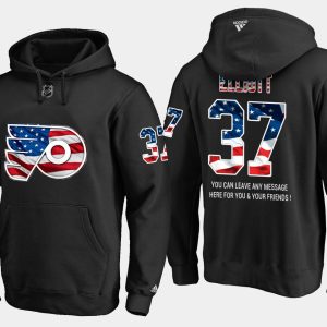 Stunning Flyers #37 Brian Elliott NHL Banner Wave Usa Flag Black Hoodie to show your team spirit