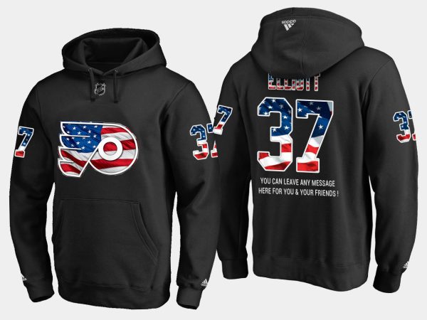 Stunning Flyers #37 Brian Elliott NHL Banner Wave Usa Flag Black Hoodie to show your team spirit