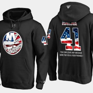 Stunning Islanders #41 Jaroslav Halak NHL Banner Wave Usa Flag Black Hoodie for ultimate sports enthusiasts