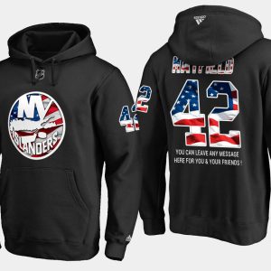 Fantastic Islanders #42 Scott Mayfield NHL Banner Wave Usa Flag Black Hoodie for die - hard hockey fans