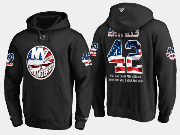 Fantastic Islanders #42 Scott Mayfield NHL Banner Wave Usa Flag Black Hoodie for die - hard hockey fans