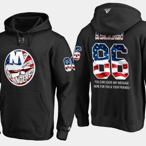 Impressive Islanders #86 Nikolay Kulemin NHL Banner Wave Usa Flag Black Hoodie to complete your fan gear collection