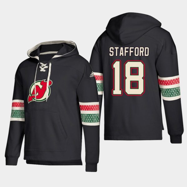 Impressive New Jersey Devils #18 Drew Stafford Black adidas Lace Up Pullover Hoodie perfect for game days