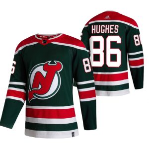 Fantastic New Jersey Devils #86 Jack Hughes Green Men's Adidas 2020 21 Reverse Retro Alternate NHL Jersey for die - hard hockey fans
