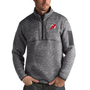 Stylish New Jersey Devils Antigua Fortune Quarter Zip Pullover Jacket Black perfect for game days