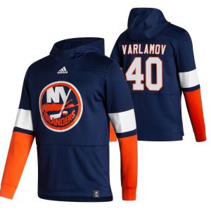 Unique New York Islanders #40 Semyon Varlamov Adidas Reverse Retro Pullover Hoodie Navy to show your team spirit