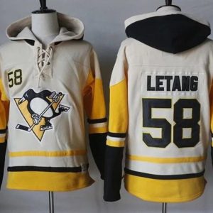 Fantastic Penguins #58 Kris Letang Cream/Gold Sawyer Hooded Sweatshirt Stitched NHL Jersey a must - have for collectors