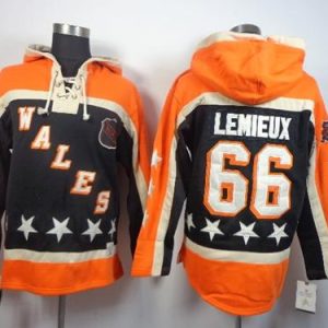 Amazing Penguins #66 Mario Lemieux Black All Star Sawyer Hooded Sweatshirt Stitched NHL Jersey a must - have for collectors