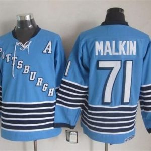 Stunning Penguins #71 Evgeni Malkin Light Blue CCM Throwback Stitched NHL Jersey perfect for game days