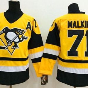 Stylish Penguins #71 Evgeni Malkin Yellow Throwback Stitched NHL Jersey for die - hard hockey fans