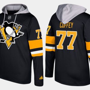 Sleek Penguins #77 Paul Coffey Black Name And Number Hoodie perfect for game days
