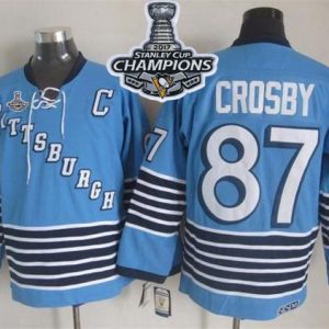Stylish Penguins #87 Sidney Crosby Light Blue CCM Throwback 2017 Stanley Cup Finals Champions Stitched NHL Jersey for ultimate sports enthusiasts