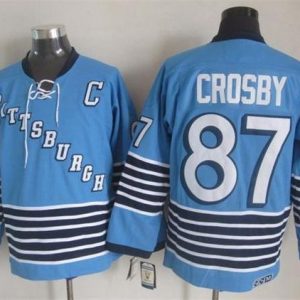 Stunning Penguins #87 Sidney Crosby Light Blue CCM Throwback Stitched NHL Jersey to complete your fan gear collection