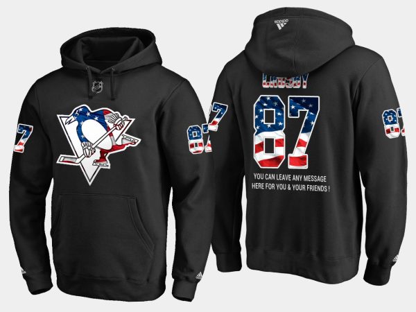 Fantastic Penguins #87 Sidney Crosby NHL Banner Wave Usa Flag Black Hoodie to complete your fan gear collection
