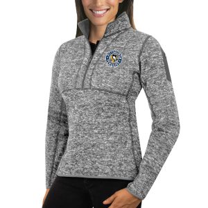 Amazing Pittsburgh Penguins Antigua Women's Fortune 1/2 Zip Pullover Sweater Black for ultimate sports enthusiasts