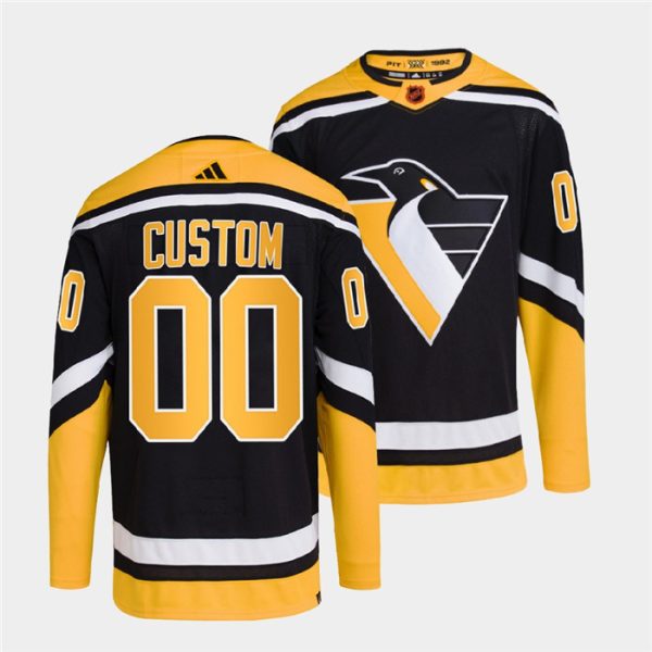 Sleek Pittsburgh Penguins Custom Men's adidas Reverse Retro 2.0 Authentic Player Jersey Black for die - hard hockey fans