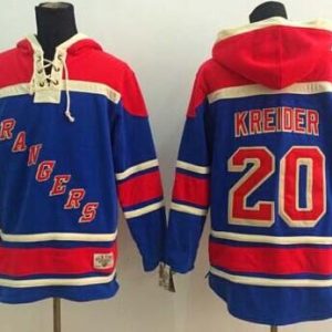 Impressive Rangers #20 Chris Kreider Blue Sawyer Hooded Sweatshirt Stitched NHL Jersey for die - hard hockey fans