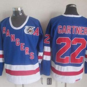 Impressive Rangers #22 Mike Gartner Blue CCM 75TH Stitched NHL Jersey to complete your fan gear collection