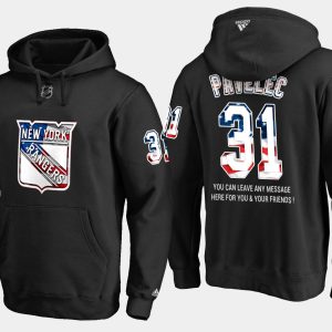 Stylish Rangers #31 Ondrej Pavelec NHL Banner Wave Usa Flag Black Hoodie for die - hard hockey fans