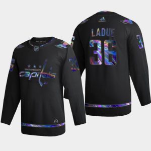 Sleek Washington Capitals #36 Paul LaDue Men's Nike Iridescent Holographic Collection NHL Jersey Black to stand out at the arena