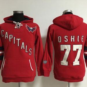 Stunning Washington Capitals #77 T.J Oshie Red Women's Old Time Heidi NHL Hoodie to complete your fan gear collection