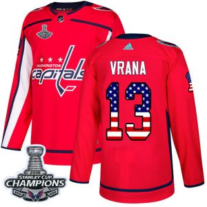 Stylish Adidas Capitals #13 Jakub Vrana Red Home Authentic USA Flag Stanley Cup Final Champions Stitched NHL Jersey for die - hard hockey fans