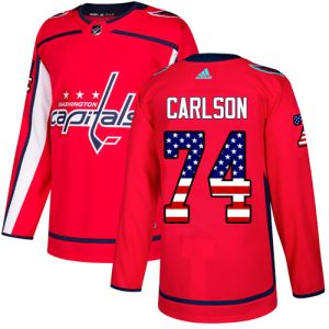 Fantastic Adidas Capitals #74 John Carlson Red Home Authentic USA Flag Stitched Youth NHL Jersey for die - hard hockey fans