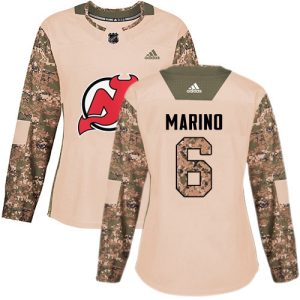 Stunning Adidas Devils #6 John Marino Camo Authentic 2017 Veterans Day Women's Stitched NHL Jersey perfect for game days