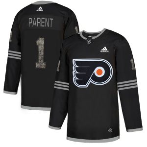 Impressive Adidas Flyers #1 Bernie Parent Black Authentic Classic Stitched NHL Jersey to complete your fan gear collection