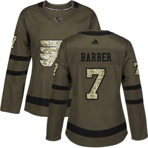 Stylish Adidas Flyers #7 Bill Barber Green Salute to Service Women's Stitched NHL Jersey to show your team spirit