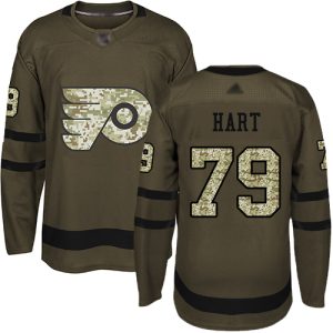 Stunning Adidas Flyers #79 Carter Hart Green Salute to Service Stitched NHL Jersey to show your team spirit