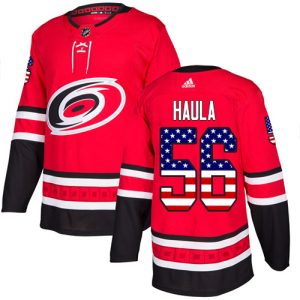 Impressive Adidas Hurricanes #56 Erik Haula Red Home Authentic USA Flag Stitched NHL Jersey to show your team spirit