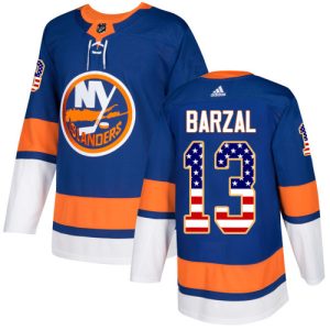 Stylish Adidas Islanders #13 Mathew Barzal Royal Blue Home Authentic USA Flag Stitched NHL Jersey a must - have for collectors