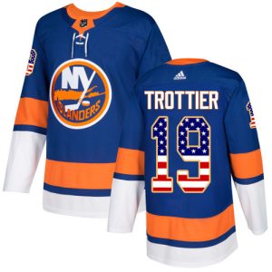 Unique Adidas Islanders #19 Bryan Trottier Royal Blue Home Authentic USA Flag Stitched NHL Jersey a must - have for collectors
