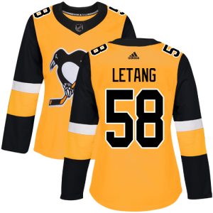 Amazing Adidas Penguins #58 Kris Letang Gold Alternate Authentic Women's Stitched NHL Jersey perfect for game days