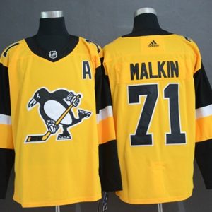 Sleek Adidas Penguins #71 Evgeni Malkin Gold Alternate Authentic Stitched NHL Jersey to show your team spirit