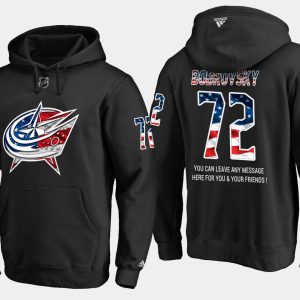 Amazing Blue Jackets #72 Sergei Bobrovs NHL Banner Wave Usa Flag Black Hoodie for ultimate sports enthusiasts