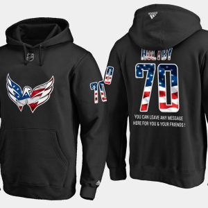 Gorgeous Capitals #70 Braden Holtby NHL Banner Wave Usa Flag Black Hoodie for die - hard hockey fans