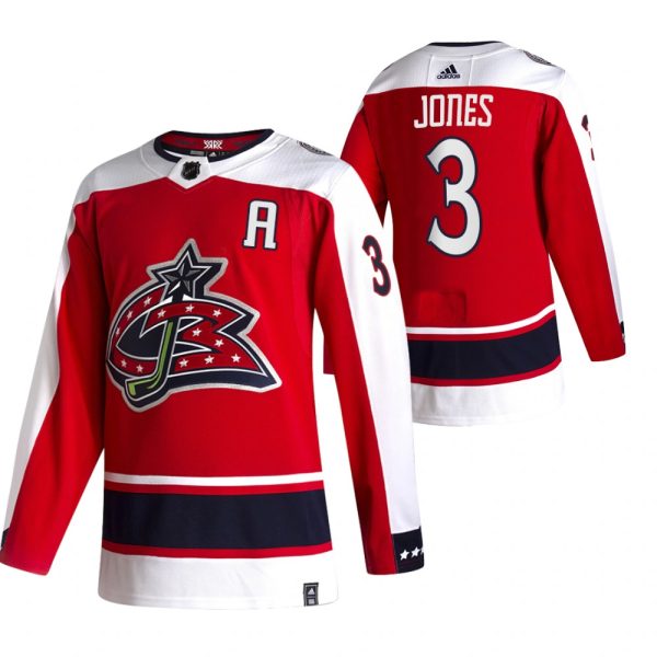 Stunning Columbus Blue Jackets #3 Seth Jones Red Men's Adidas 2020 21 Reverse Retro Alternate NHL Jersey for ultimate sports enthusiasts
