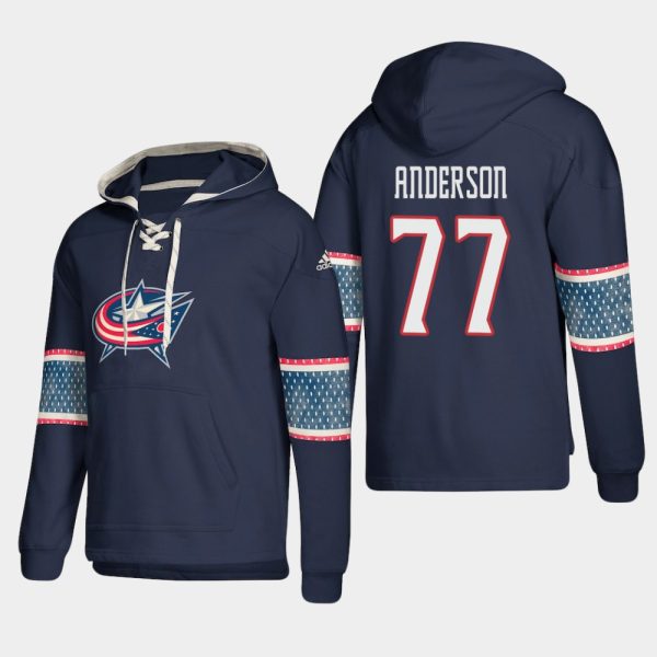 Stunning Columbus Blue Jackets #77 Josh Anderson Blue adidas Lace Up Pullover Hoodie to show your team spirit