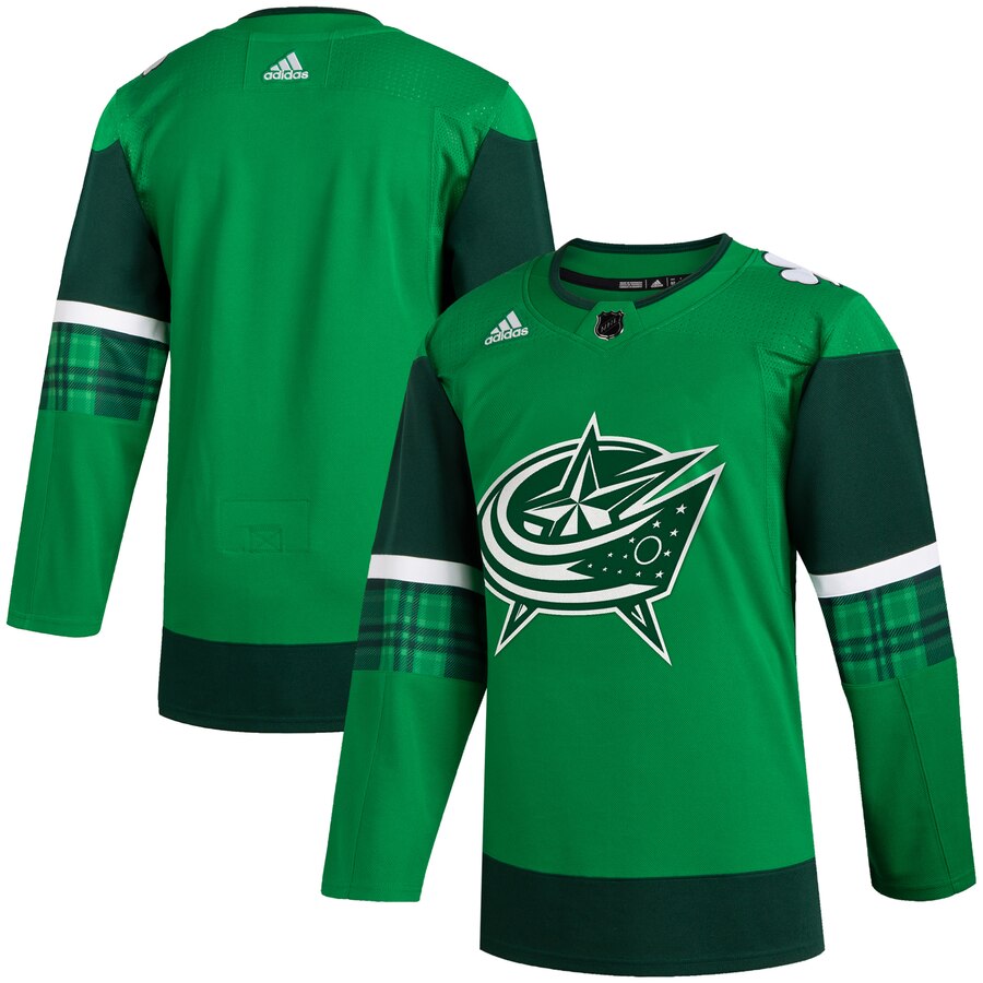 Fantastic Columbus Blue Jackets Blank Men's Adidas 2020 St. Patrick's Day Stitched NHL Jersey Green.jpg perfect for game days
