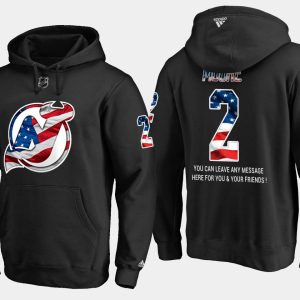 Fantastic Devils #2 John Moore NHL Banner Wave Usa Flag Black Hoodie for die - hard hockey fans