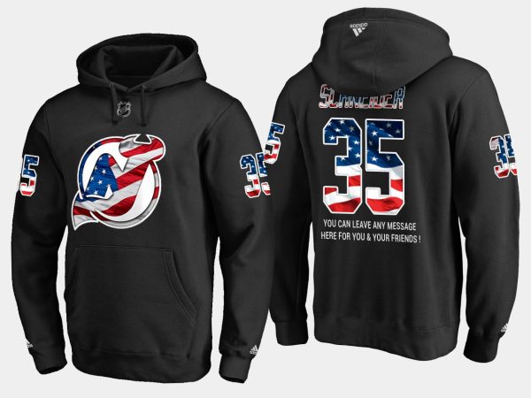 Fantastic Devils #35 Cory Schneider NHL Banner Wave Usa Flag Black Hoodie perfect for game days