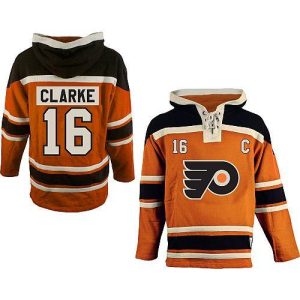 Stunning Flyers #16 Bobby Clarke Orange Sawyer Hooded Sweatshirt Stitched NHL Jersey for ultimate sports enthusiasts